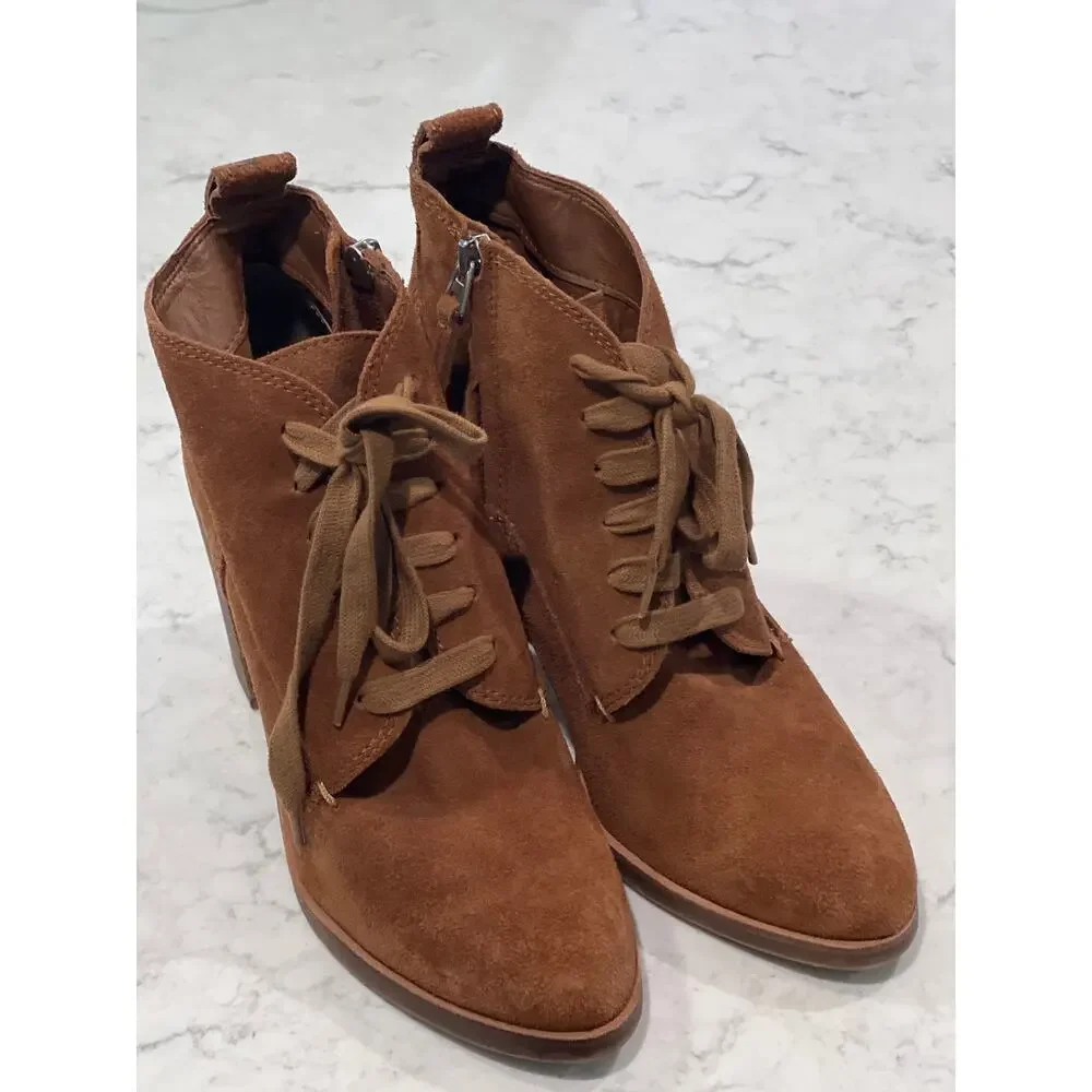 Dolce Vita Women’s‎ Seiko Leather Suede Lace Up Heeled Ankle Boots Size 9 Brown